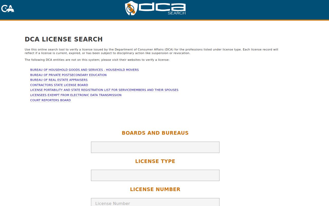 Wildomar residents directory view of California professional license search