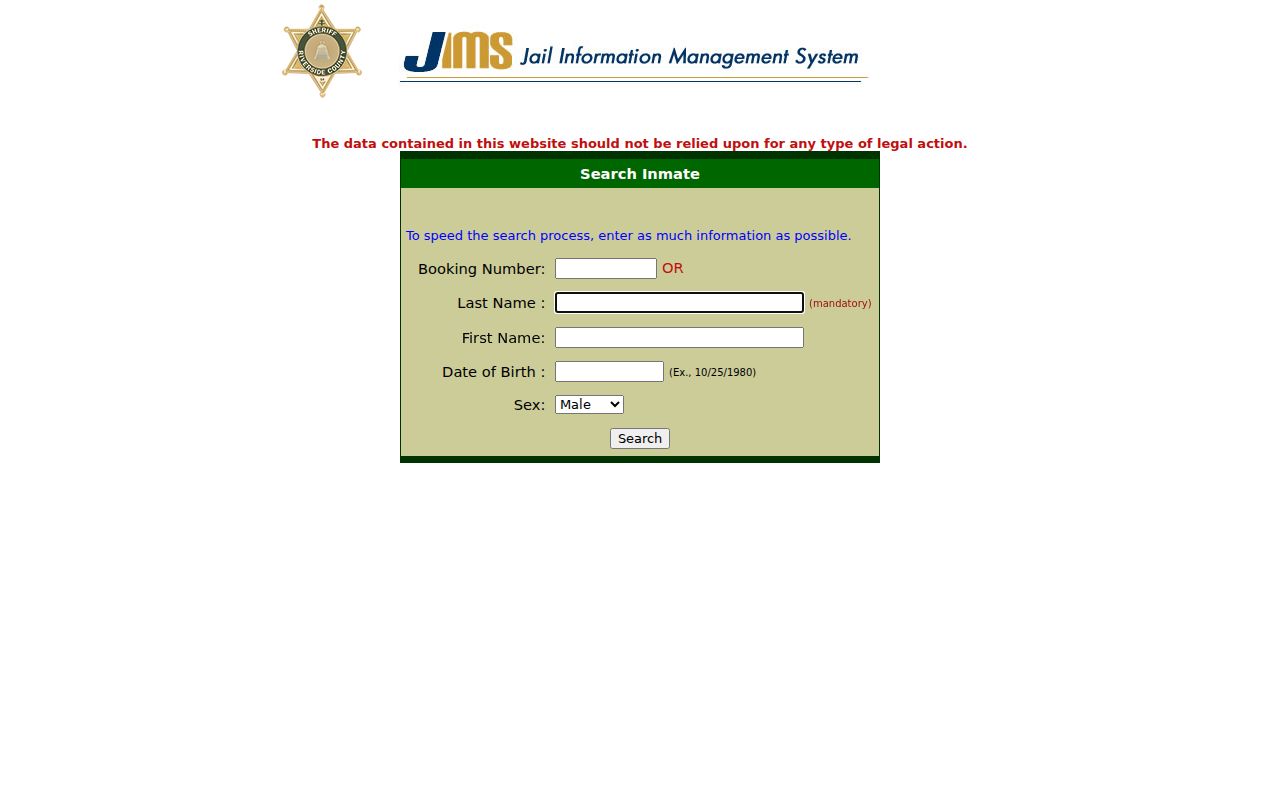 Wildomar resident lookup using the Riverside County Sheriff inmate search