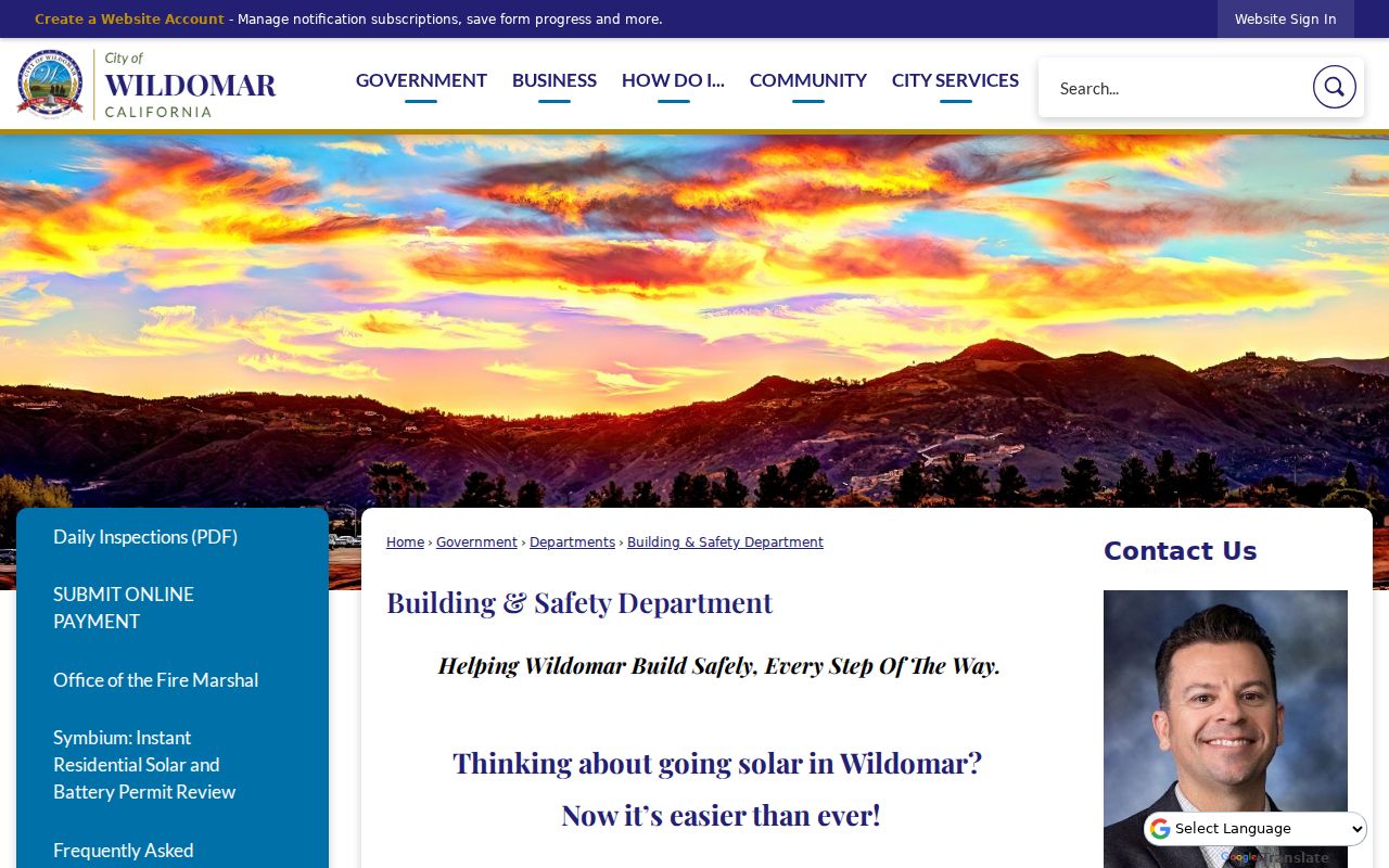 Wildomar street directory building permit search and inspection records