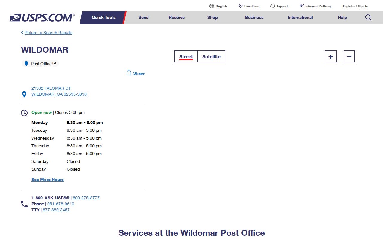 Wildomar ZIP code directory Wildomar Post Office listing